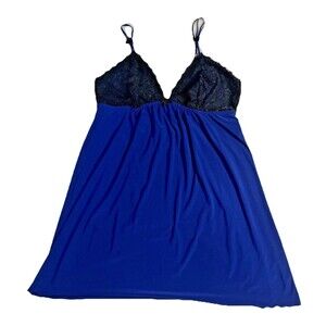Vintage Chanteuse Babydoll Nightie Women’s Large Blue/Black Lingerie Romantic